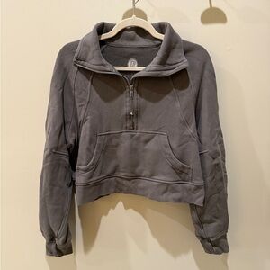 Lululemon Half-Zip Scuba Cropped Sweater in Grey